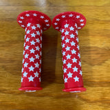 BMX BICYCLE GRIPS RED WITH WHITE STAR FOR OLD SCHOOL GT MONGOOSE & OTHERS NEW