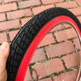 BICYCLE TIRE 20 X 1.95 BLACK / RED WALL FITS OLD SCHOOL BMX GT MONGOOSE SCHWINN