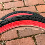 BICYCLE TIRES 20 X 1.95 BLACK / RED WALL FITS OLD SCHOOL BMX GT MONGOOSE SCHWINN & OTHERS NEW