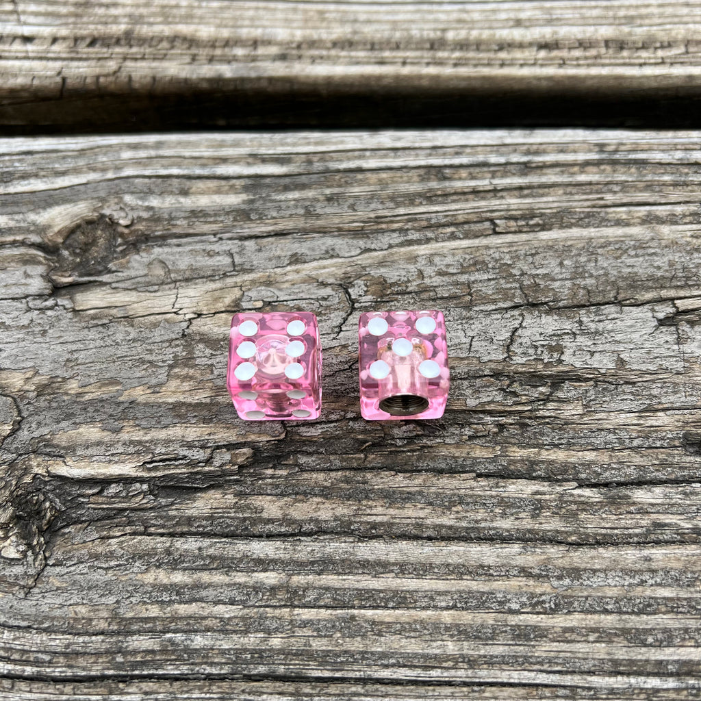 DICE CLEAR PINK VALVE DUST CAPS FIT OLD SCHOOL FREESTYLE BMX GT PRO PERFORMER OTHERS