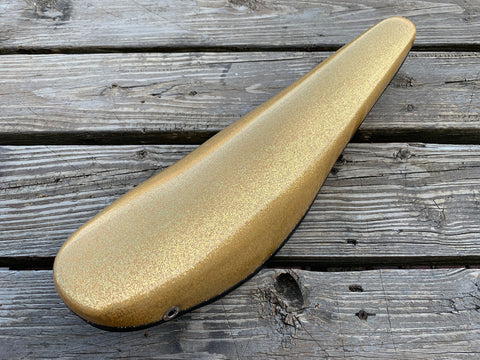 BICYCLE BANANA SEAT YELLOW GOLD METAL FLAKE FIT SEARS HUFFY AMF MUSCLE BIKES NOS
