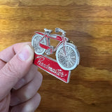 ROADMASTER LAPEL PIN VINTAGE RED BICYCLE STEEL METAL BRASS NOS