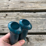 BICYCLE GRIPS BLUE WITH GREEN GLITTER FITS MUSCLE & ROAD BIKES NOS