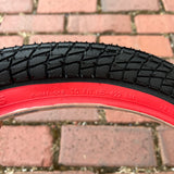 BICYCLE TIRE 20 X 1.95 BLACK / RED WALL FITS OLD SCHOOL BMX GT MONGOOSE SCHWINN