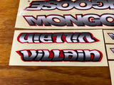 OLD MID SCHOOL MONGOOSE VILLAIN COMPLETE STICKER DECAL SET BMX BIKE NOS