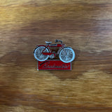 ROADMASTER LAPEL PIN VINTAGE RED BICYCLE STEEL METAL BRASS NOS