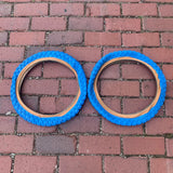 VINTAGE BICYCLE TIRES BLUE 16 INCH FIT MANY KIDS BIKES CARTS WAGONS NEW SET 16  X 2.125"