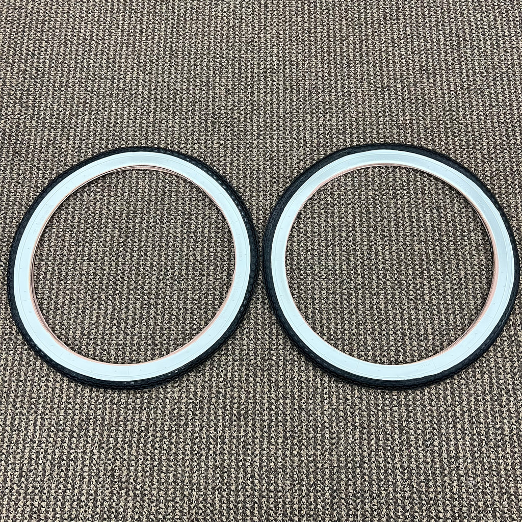 BICYCLE TIRES FIT SCHWINN STINGRAY BIKES 20 X 1-3/4 S-7 RIMS NEW WHITE WALLS