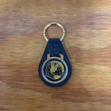 SCHWINN BICYCLE KEY CHAIN GOLD BLACK LEATHER THE WORLD'S BEST BICYCLE NOS