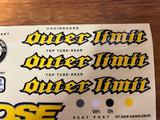 OLD MID SCHOOL MONGOOSE OUTER LIMITS COMPLETE STICKER DECAL SET BMX BIKE NOS