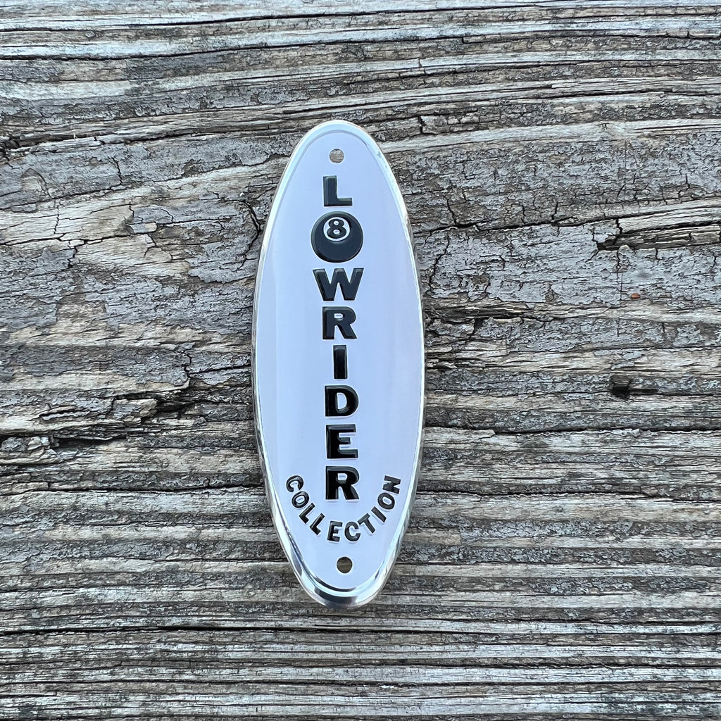 giant bicycle head badge BICYCLE HEAD BADGE NAME PLATE CHOPPER LOWRIDER WHITE & BLACK NEW – Bicycle Heaven