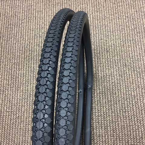BICYCLE WOOD WHEEL TIRE SET 28 X 1-1/2" CLAD WOODEN WHEEL BLACK RARE